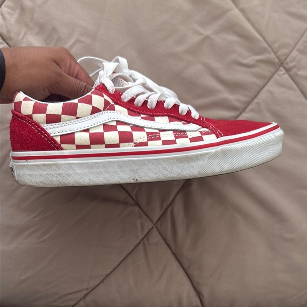 Vans Red and White Checkerboard Sneakers